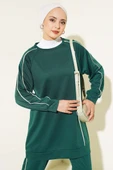 Şerit Detaylı İki İplik Tunik İkili Takım Zümrüt thumbnail 2