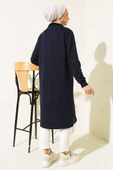 Yarım Fermuarlı Basıc Uzun Tunik Lacivert thumbnail 3