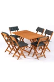 6+1 Minderli Balkon Bahçe Mutfak Bistro Set Katlanır Masa-sandalye - ANTRASİT - 1