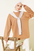 Omuz Atkı Görünümlü Tunik Latte thumbnail 1