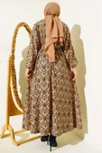 Etnik Desen Yarasa Kol Elbise Camel - 3