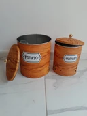 Desenli Metal 2 Li Patates Soğan Sepeti - 4