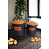 Desenli Metal 2 Li Patates Soğan Sepeti thumbnail 1