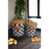Desenli Metal 2 Li Patates Soğan Sepeti - 1