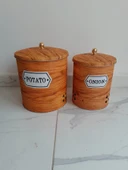 Desenli Metal 2 Li Patates Soğan Sepeti - 3