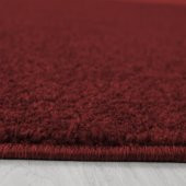 Yuvarlak Modern Desenli Halı kısa tüylü düz renkli Taramalı Bordo Kırmızı - 1