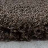 Modern 30 mm Tüylü Düz Taramalı Tozsuz Kahverengi Dekoratif Peluş Shaggy Halı - 4