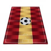 Erkek Çocuk Bebek odası oyun Halısı Futbol Sahası temalı Sarı Kırmızı kaymaz tabanlı - 3