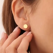 925 Ayar Gümüş Bombeli Daire Küpe Çap:7 E00248 thumbnail 4