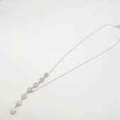Beyaz Taşlı Damla Kolye Beyaz Zincir - 1