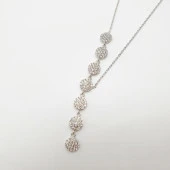 Beyaz Taşlı Damla Kolye Beyaz Zincir - 3