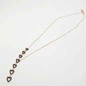 Sıralı Kalp Siyah Taşlı Gümüş Kolye - 8