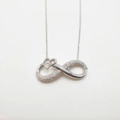 Kalpli Ve Taşlı Sonsuzluk Gümüş Kolye - 4