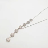 Beyaz Taşlı Damla Kolye Beyaz Zincir - 2