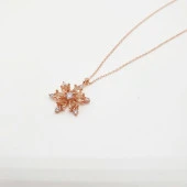 Rose Renk Beyaz Taşlı Gümüş Kolye - 1