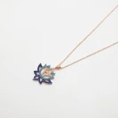 Lale Model Taşlı Gümüş Kolye - 2