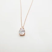 Rose Renk Tek Taşlı Gümüş Kolye thumbnail 5