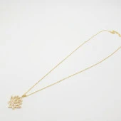 Lale Model Altın Renk Taşlı Gümüş Kolye - 11