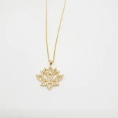 Lale Model Altın Renk Taşlı Gümüş Kolye - 1