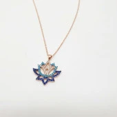 Lale Model Taşlı Gümüş Kolye - 4