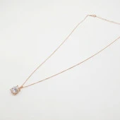 Rose Renk Tek Taşlı Gümüş Kolye thumbnail 6