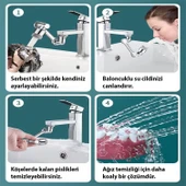 HyMark 1080 Derece Dönebilen Evrensel 2 Modlu Robotik Kol Mutfak Banyo Musluk Başlığı - 6
