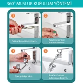HyMark 1080 Derece Dönebilen Evrensel 2 Modlu Robotik Kol Mutfak Banyo Musluk Başlığı - 8