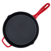 Hecha Demir Döküm 28 cm Yuvarlak Izgara Tava Kırmızı - 1