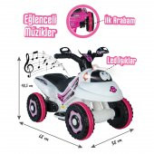 Uj Toys Akülü Atv 6V Karınca-Beyaz Prenses - 5