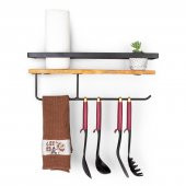 Dekoratif Ahşap Ve Metal Baharatlık Çok Amaçlı Mutfak Banyo Rafı - 2