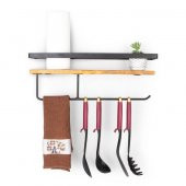 Dekoratif Ahşap Ve Metal Baharatlık Çok Amaçlı Mutfak Banyo Rafı - 7