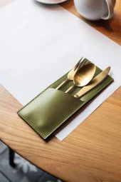 Modern 4lü Haki Deri Kaşıklık - 1