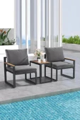 Kagu 5 Parça Metal Çerçeve Outdoor Multilounge Bahçe Balkon Mobilya,Uzanma - 3