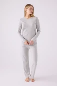Pierre Cardin PC8908 Kadın Gri Uzun Kol Pijama Takım - 3