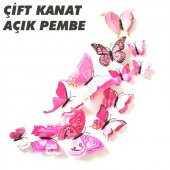 ÇİFT KANATLI KELEBEK ÖZEL KELEBEKLER 3D PVC DUVAR VE BUZDOLABI SÜSÜ 12Lİ STİCKER ÜÇ BOYUTLU CANLI - 2