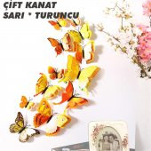 ÇİFT KANATLI KELEBEK ÖZEL KELEBEKLER 3D PVC DUVAR VE BUZDOLABI SÜSÜ 12Lİ STİCKER ÜÇ BOYUTLU CANLI - 8