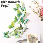 ÇİFT KANATLI KELEBEK ÖZEL KELEBEKLER 3D PVC DUVAR VE BUZDOLABI SÜSÜ 12Lİ STİCKER ÜÇ BOYUTLU CANLI - 9
