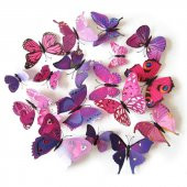 YÜKSEK KALİTELİ ÜÇ BOYUTLU RENKLİ KELEBEKLER KELEBEK STİCKER PVC BUZDOLABI VE DUVAR SÜSÜ - 1