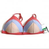 Colorblocked Molded Cup Push-Up Pembe Bikini Üstü - 2