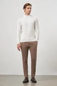 Açık Krem Uzun Kol Düz Örme Yarım Balıkçı Yaka Classic Comfort Fit Triko 1012245001 - 2