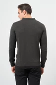 Koyu Antrasit Uzun Kol Düz Örme Polo Yaka Classic Comfort Fit Triko 1012245007 - 4