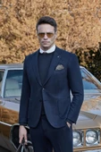 Koyu Lacivert Desen Örme Kılıç Yaka Beli Lastikli 6 Drop Slim Fit Classic Takım Elbise 1001245170 - 3