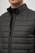 Siyah Kapitone Dik Yaka Düz Garnisiz-Biyesiz Slim Fit Yelek 1009245150 - 6