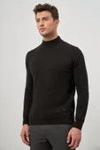 Siyah Uzun Kol Düz Örme Yarım Balıkçı Yaka Classic Comfort Fit Triko 1012245001 thumbnail 5