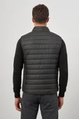 Siyah Kapitone Dik Yaka Düz Garnisiz-Biyesiz Slim Fit Yelek 1009245150 - 7