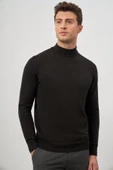 Siyah Uzun Kol Düz Örme Yarım Balıkçı Yaka Classic Comfort Fit Triko 1012245001 thumbnail 1