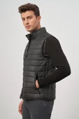 Siyah Kapitone Dik Yaka Düz Garnisiz-Biyesiz Slim Fit Yelek 1009245150 - 3