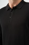 Siyah Uzun Kol Düz Örme Polo Yaka Classic Comfort Fit Triko 1012245007 - 6