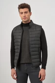 Siyah Kapitone Dik Yaka Düz Garnisiz-Biyesiz Slim Fit Yelek 1009245150 - 5