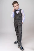 Erkek Çocuk Cepken Yelekli Şal Yaka Siyah Takım Elbise 10-16 Yaş thumbnail 1